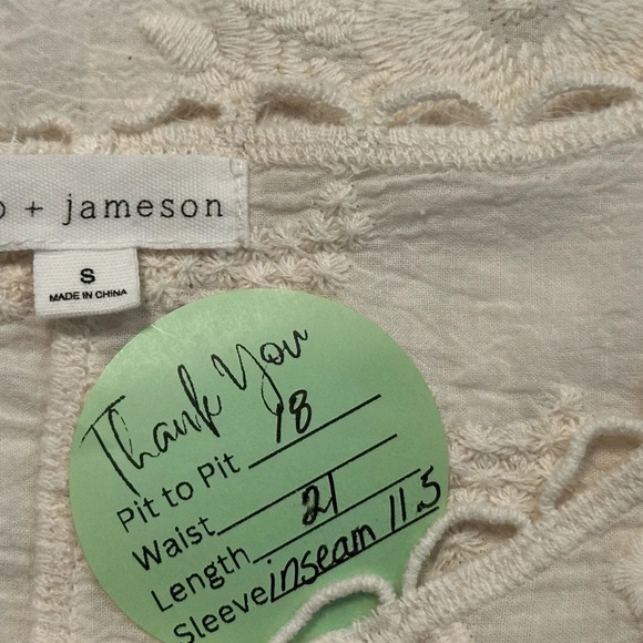 Coco & Jaimeson Ivory Embroidered Crocheted Sheer Top - Picture 6 of 6